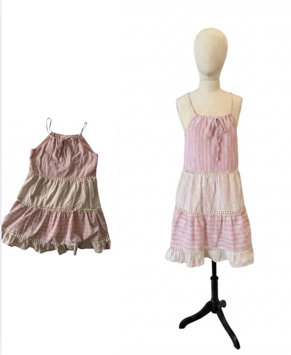 Andree by Unit Striped Tiered Mini Dress Size S Boho Cottagecore Girlhood